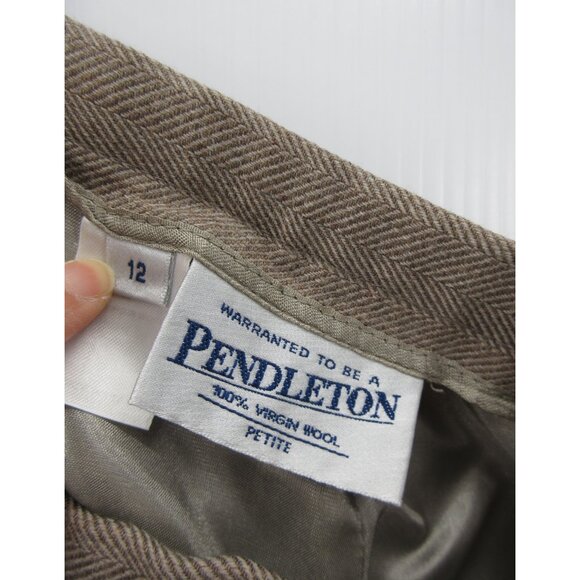 VINTAGE Pendleton Pants 12 Petites Virgin Wool Herringbone Trousers - Picture 9 of 11